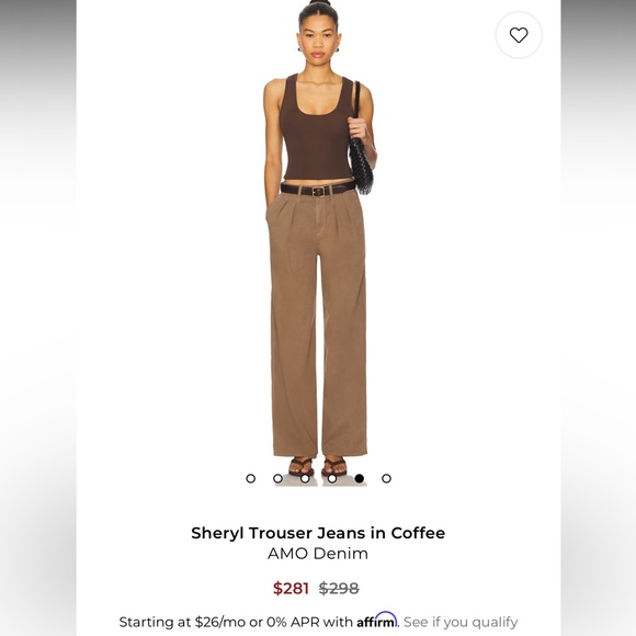 AMO sheryl trouser in coffee size 28 brown front pleats - Picture 6 of 12